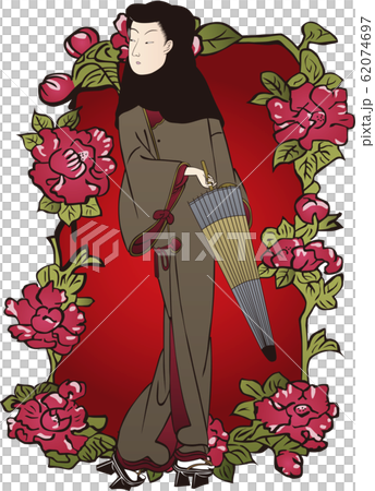 浮世絵　歌舞伎役者　女性＆花　その6 62074697