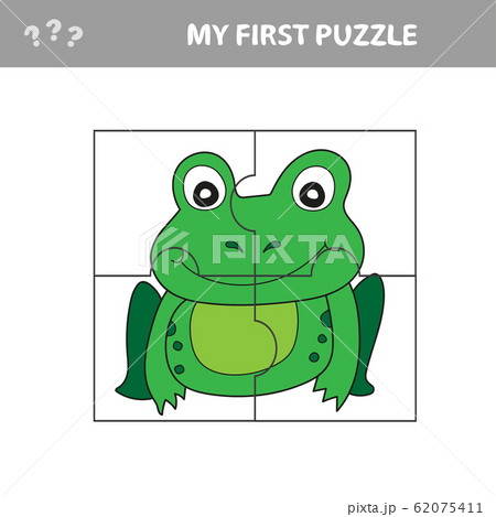 Education paper game for children, Frog. Use parts to create the image. 62075411