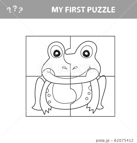 Education paper game for children, Frog. Use parts to create the image. 62075412