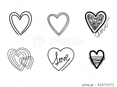 Set of doodle scribble hearts isolated on white background 62075472