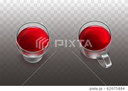 Red wine, fruit tea in glassware realistic 62075884