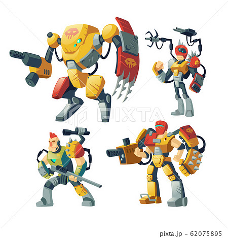 cartoon robot guards, futuristic exoskeleton armor 62075895