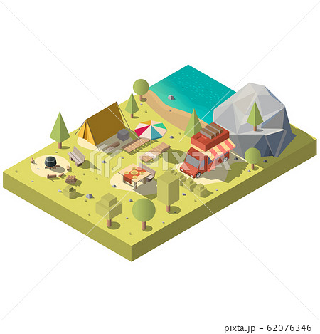 3d isometric territory for camping, recreation 62076346