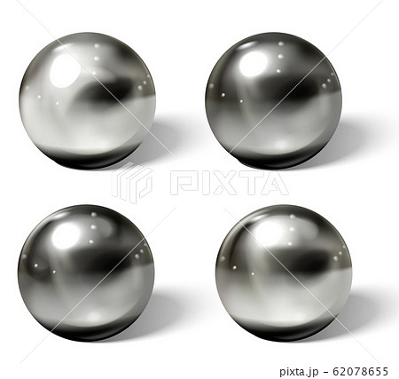 Realistic Metal Balls Steel Chrome 3d Spheres のイラスト素材