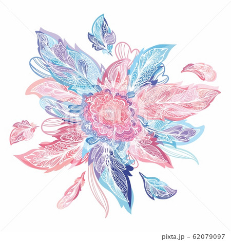 Vector boho style shape made of feathers Vector boho style shape made of feathers 62079097