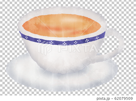 Illustration of milk tea cup and saucer watercolor style 62079509
