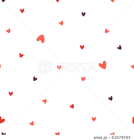 Abstract polka dot seamless pattern background. Colourful positive endless texture with red hearts isolated on white. Fabric print for children. Baby clothes. Romantic print for Valentines Day 62079595
