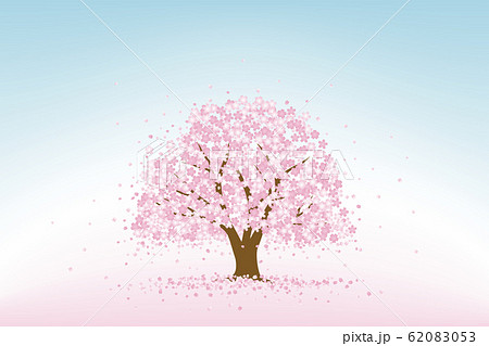 さくら散る桜の木のイラスト素材 6053