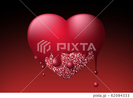 Slime and glitter heart for Valentines Day greeting card or children toy packaging symbol 62084333