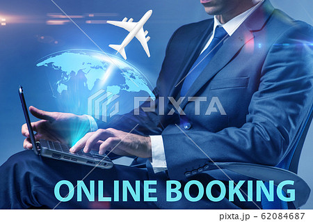 Concept of online air travel booking Concept of online air travel booking 62084687