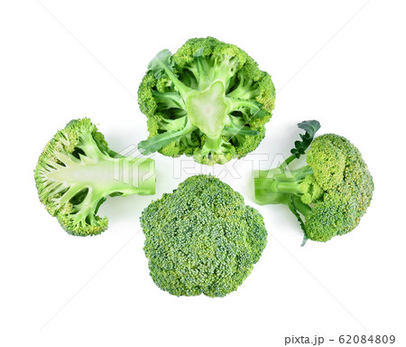 Top view of Broccoli vegetable isolated on white 62084809