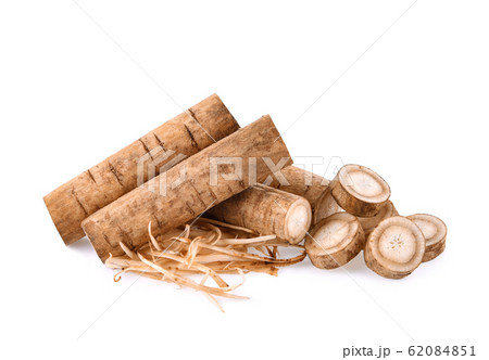 Burdock roots isolated white background. 62084851