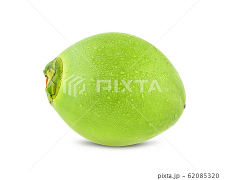 Green coconut with drops of water isolated on Green coconut with drops of water isolated on 62085320