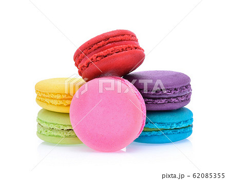 Sweet and colourful french macaroons or macaron on 62085355