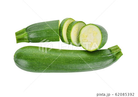 Top view of zucchini isolated on white background Top view of zucchini isolated on white background 62085392