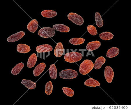 Dried raisins isolated on black background 62085400