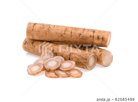 Burdock roots isolated white background. 62085499