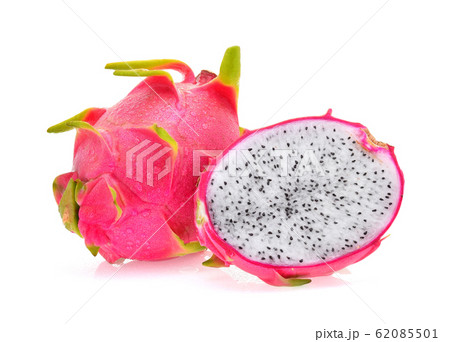 dragon fruit with drops of water on white 62085501