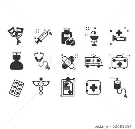 Line icons set of hospital 62085654