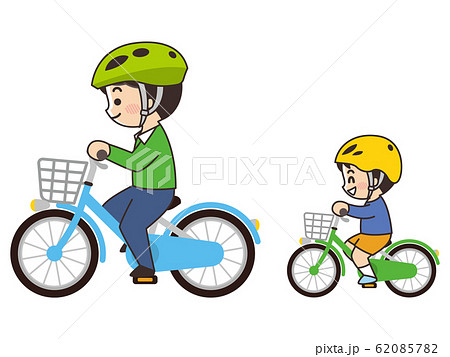 自転車に乗っている親子 サイクリングのイラスト素材 6857