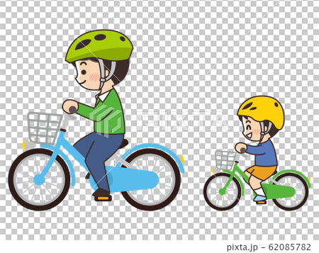 自転車に乗っている親子 サイクリングのイラスト素材 6857