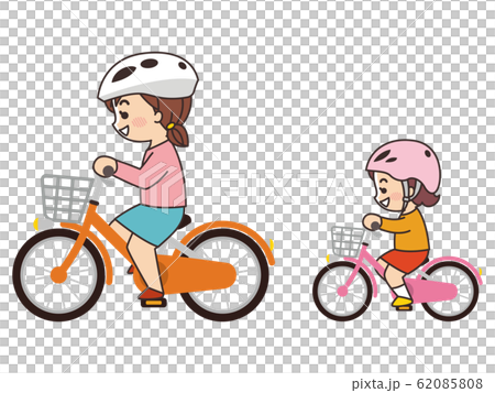 自転車に乗っている親子 サイクリングのイラスト素材