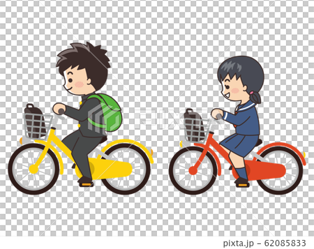 Men and women of high school students who go to school by bicycle 62085833