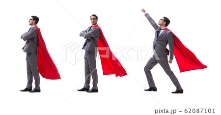 Super hero businessman isolated on white 62087101