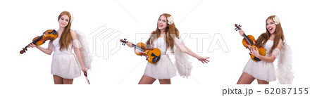 Young violin player isolated on white Young violin player isolated on white 62087155