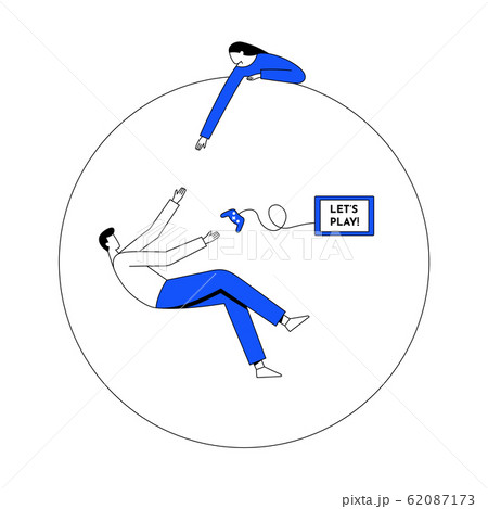 Gaming addiction, health disorder concept. Line with editable stroke. Vector flat illustration. Gaming addiction, health disorder concept. Line with editable stroke. Vector flat illustration. 62087173