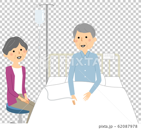 入院している高齢者 看病 お見舞いのイラスト素材 62087978 Pixta