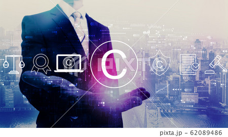 Copyright concept with businessman Copyright concept with businessman 62089486