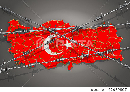 Map of Turkey with barbed wire, 3D rendering 62089807