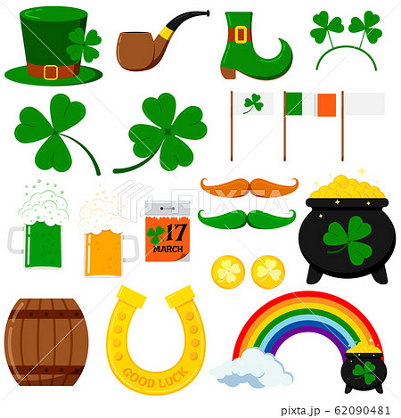 St. Patrick s day vector graphic design icons set isolated on white background. St. Patrick s day vector graphic design icons set isolated on white background. 62090481