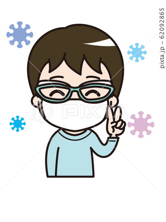 ウイルスや菌をブロックするマスク姿の男の子 62092865