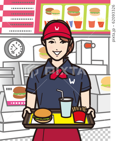 ファストフード女性店員 62093326
