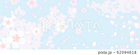 ふわふわ幻想的な桜と春の空のイラスト素材