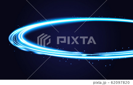 Blue swoosh neon wave over dark background. Shimmering waves with light effect and star dust trail. Blue swoosh design for web and print. Blue swoosh neon wave over dark background. Shimmering waves with light effect and star dust trail. Blue swoosh design for web and print. 62097820