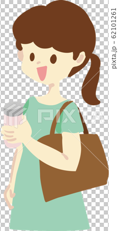 水筒を持つ女性のイラスト 62101261