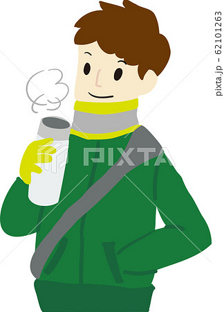 水筒を持つ男性のイラストのイラスト素材