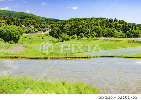 五月の田園風景、富山県氷見市長坂にて 62101765