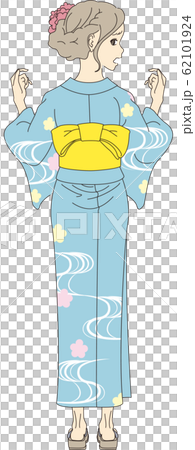 浴衣垂下腰皺的女人 62101924