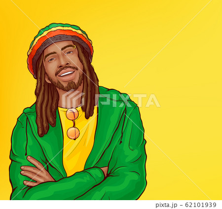 pop art rastafarian with dreadlocks, beard 62101939