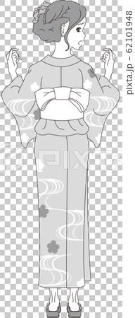 Collapse of the waist part of the bathrobe of the yukata 62101948