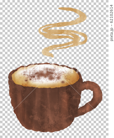 カプチーノのイラスト コーヒー 湯気 水彩風のイラスト素材