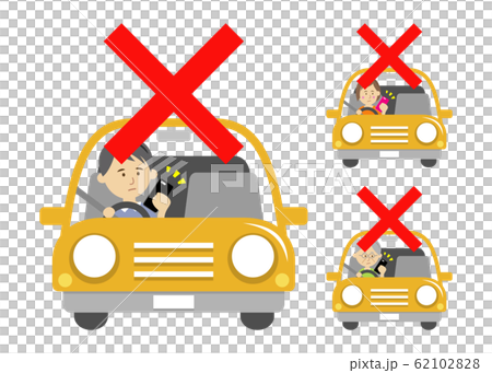 危ない運転中のスマホイラストイメージ 62102828
