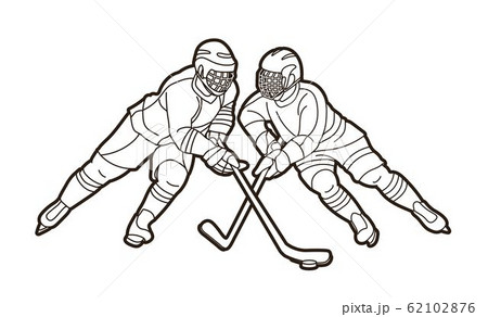 Group of Ice Hockey players action cartoon sport graphic vector. Group of Ice Hockey players action cartoon sport graphic vector. 62102876