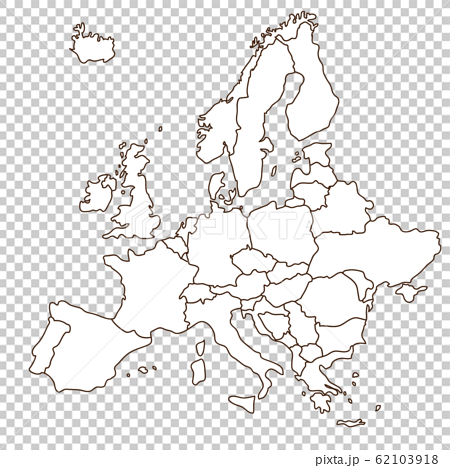 ヨーロッパの白地図 塗り絵のイラスト素材