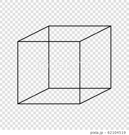 Necker cube optical illusion. 62104519