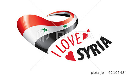 National flag of the Syria in the shape of a heart and the inscription I love Syria. Vector illustration 62105484